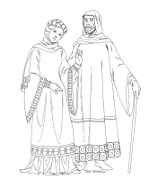 A coloring page of middle ages clothing